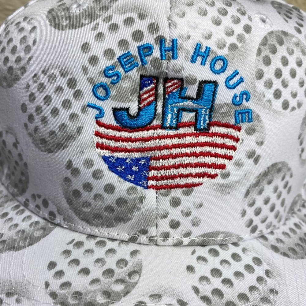 VTG Trucker Hat Golf Balls All Over Print American Flag Embroidery Joseph House - Picture 8 of 12